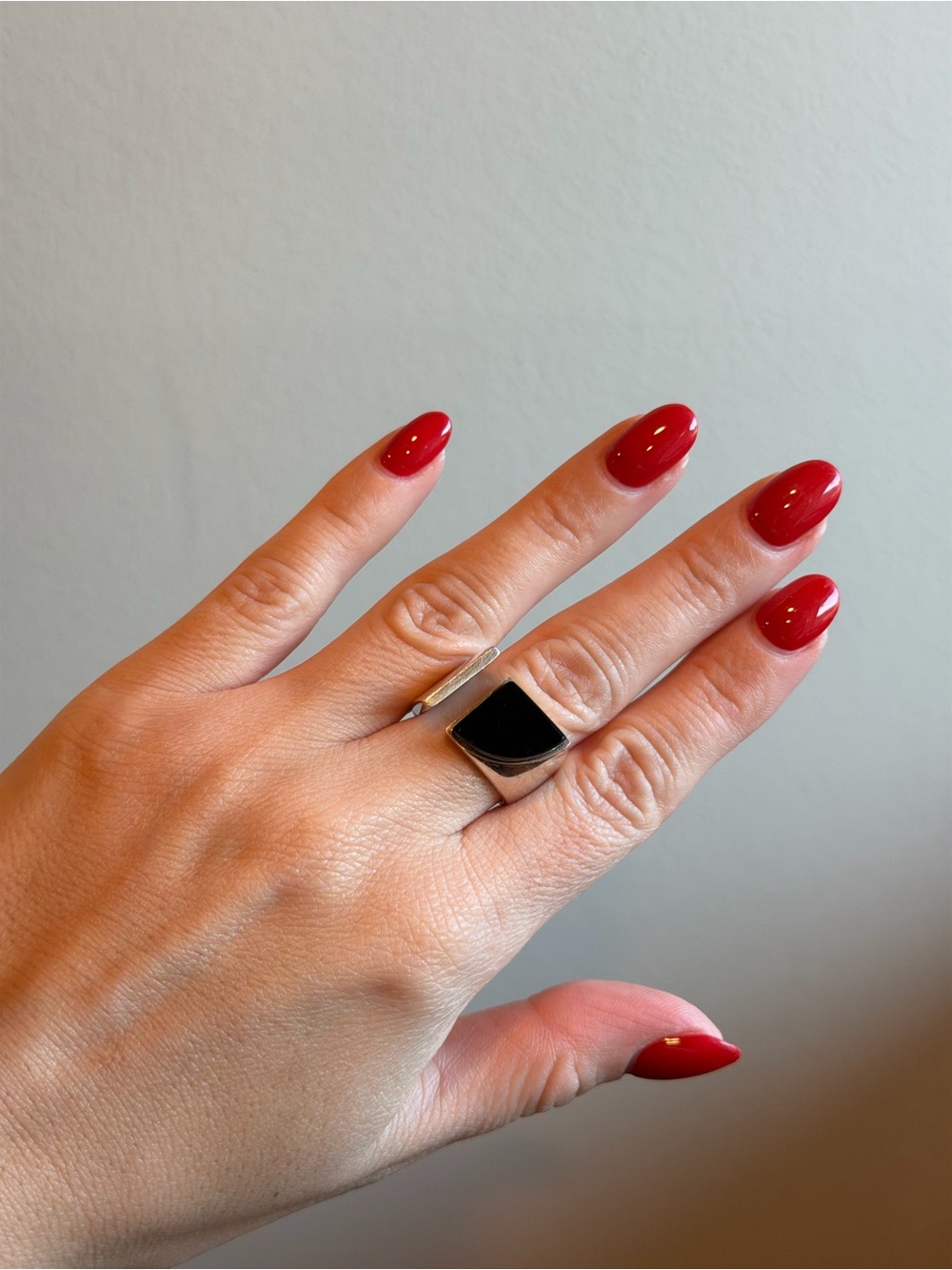 Rare/Vintage 925 Sterling Silver Black Onyx Signet Ring Size 5.75